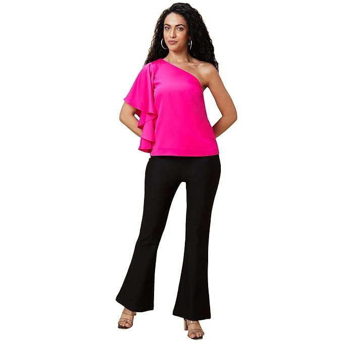 Globus Women Solid One Shoulder Party Top
