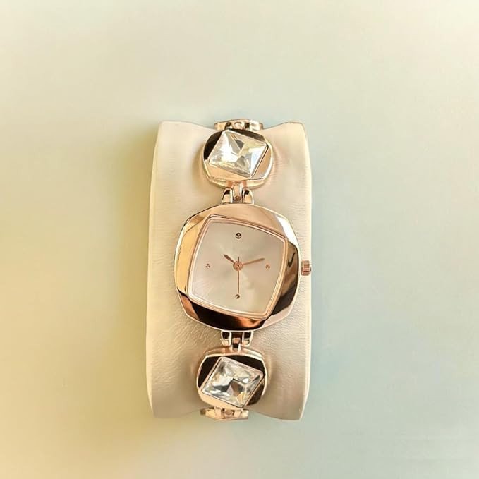 STYLEDOSE Luxury Dial in Square case with Ston Studded brecelet Strap Quartz Analogue Wrist Watches for Women's & Girls&Miss&Ladies