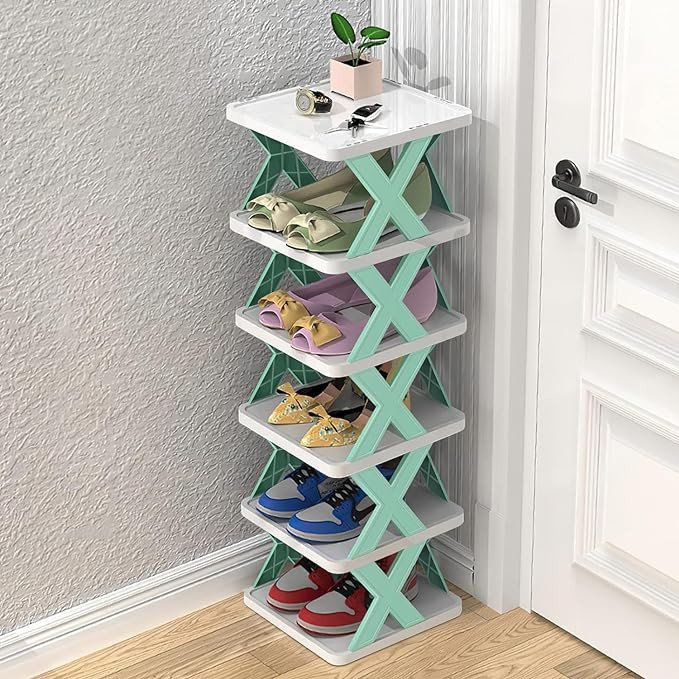 Six Layer Shoes Rack for Home Plastic, Adjustable Shoe Stand Organizer Juta Foot Slippers Shelf Chappal Sleeper Sandal Shoe Rack Storage Organizer (6 Layer Shoe Racks)_6
