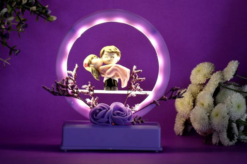 Chocozone Musical Couple Showpiece with Lights Birthday Gifts for Girls Romantic Gifts Decorative Showpiece - 16 cm  (Plastic, Purple)