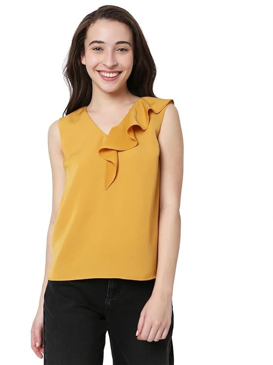 VERO MODA Women's Polyester Regular Fit Stylised Top