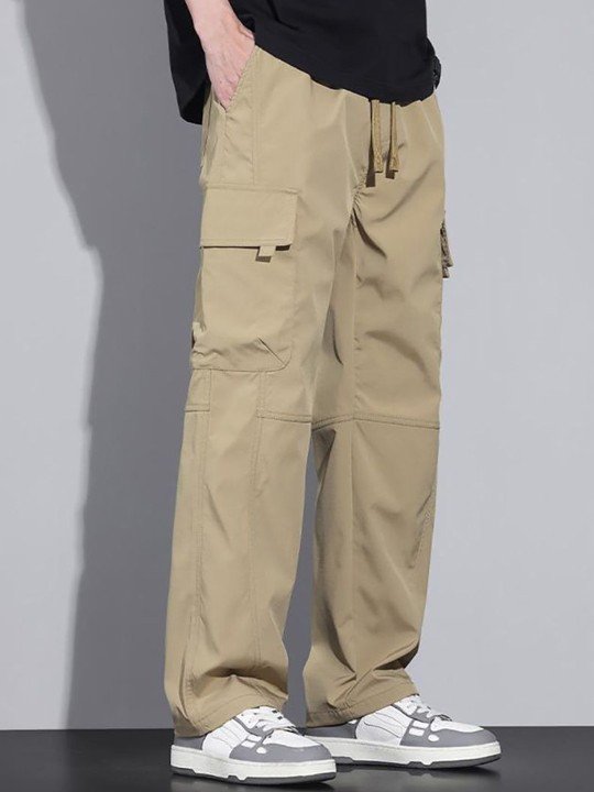 Men Loose Fit Easy Wash Cargos Trousers