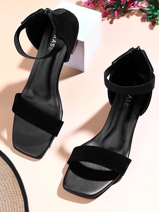 TRASE Fancy And Comfortable Block Heel Sandals With Ankle Strap For Women And Girls - Women Footwear Heels - Stylish Block Heel Sandals For Women - Comfortable Ladies Heel Sandal