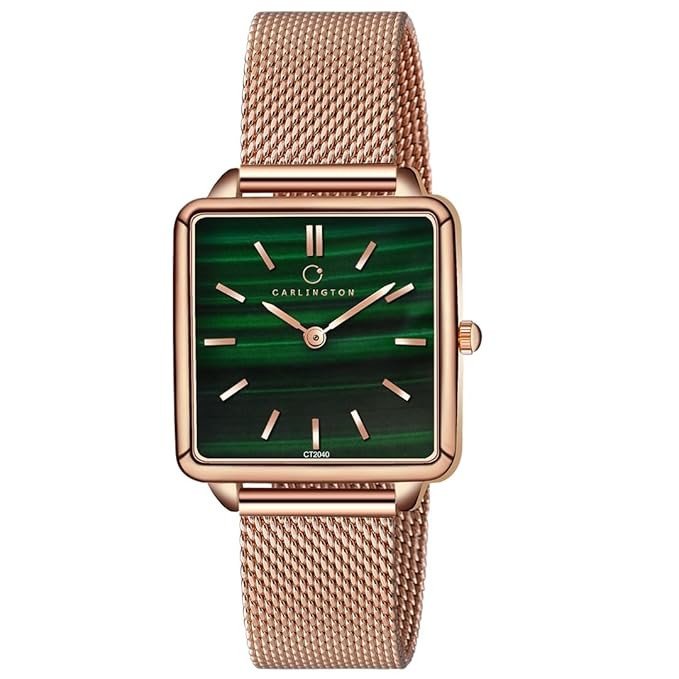 Carlington Iconic 2040 Analog Ladies Watch with Premium Mesh Chain, Scratch-Resistant Dial, and Water-Resistant Body – Square Dial Watches for Women and Girls