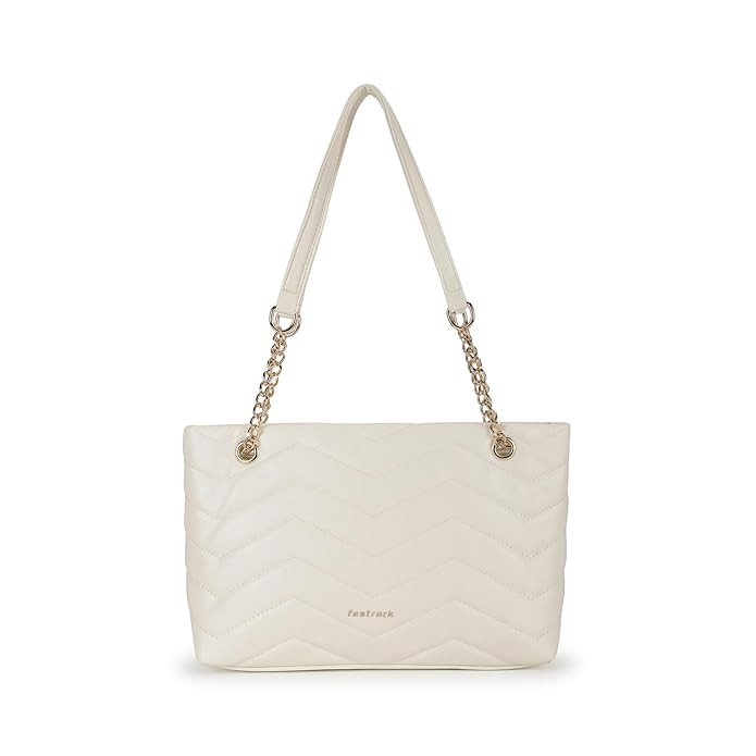 Fastrack Quilted Shoulder Bag for Girls, Ladies and Women | Comes with Gold Link Chain Straps | Casual Handbag for Women | Made Up of Semi - PU Leather