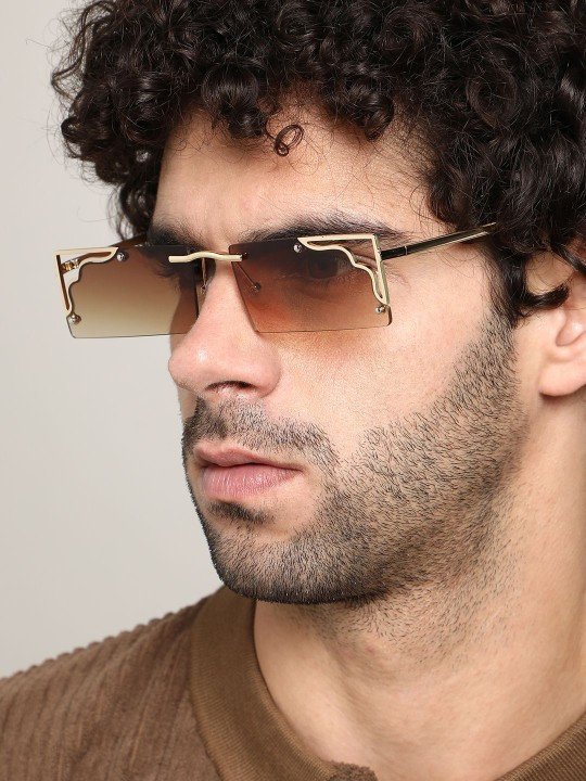 Men Rectangle Sunglasses with Polarised Lens