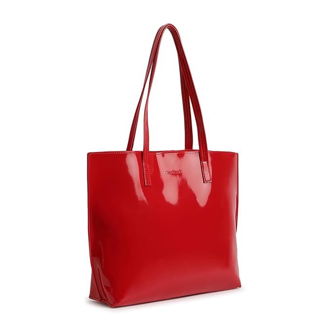Fastrack Patent Party Tote Bag for Women, Girls and Ladies | Spacious Tote Bag with Button Closure