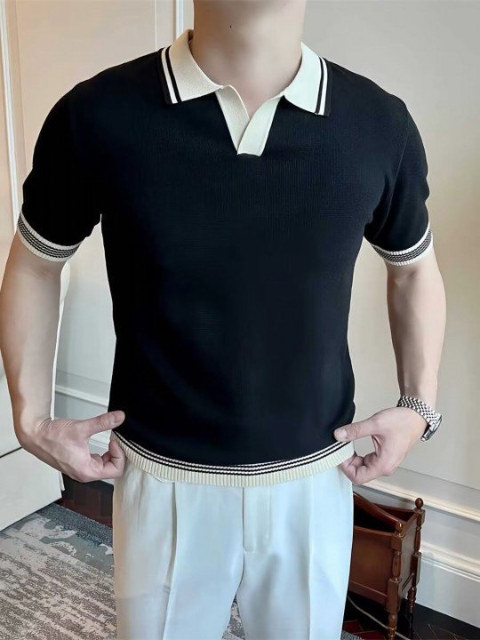 Men Solid Polo Collar T-shirt